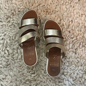 Italian Shoemakers Metallic Gold Platform Sandals